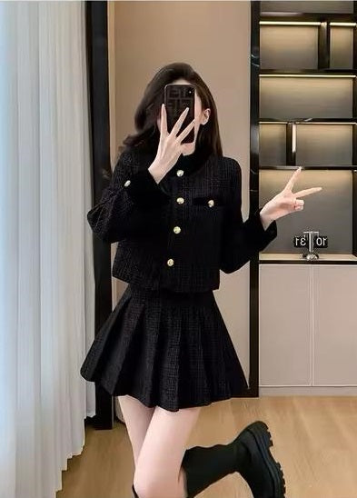 New Style Autumn Winter Tweed Jacket Mini Skirt Set CODE: KAR3493