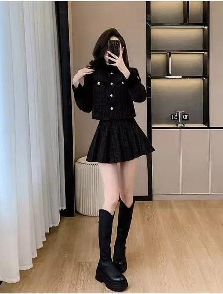 New Style Autumn Winter Tweed Jacket Mini Skirt Set CODE: KAR3493
