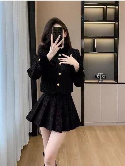 New Style Autumn Winter Tweed Jacket Mini Skirt Set CODE: KAR3493