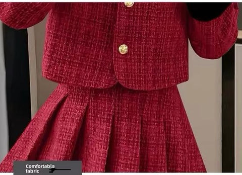New Style Autumn Winter Tweed Jacket Mini Skirt Set CODE: KAR3493