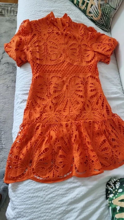 New Embroidery Mini Half High Neck Ruffle Dress CODE: READY1024