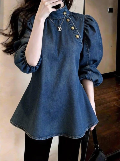 New Fashion Shirt Stand Collar Design, High-end, Gentle Style Tops CODE: READY1824