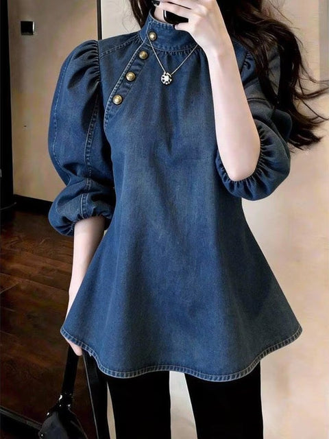 New Fashion Shirt Stand Collar Design, High-end, Gentle Style Tops CODE: READY1824