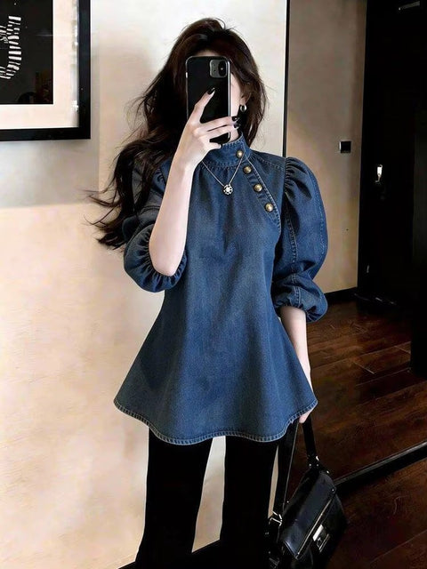 New Fashion Shirt Stand Collar Design, High-end, Gentle Style Tops CODE: READY1824