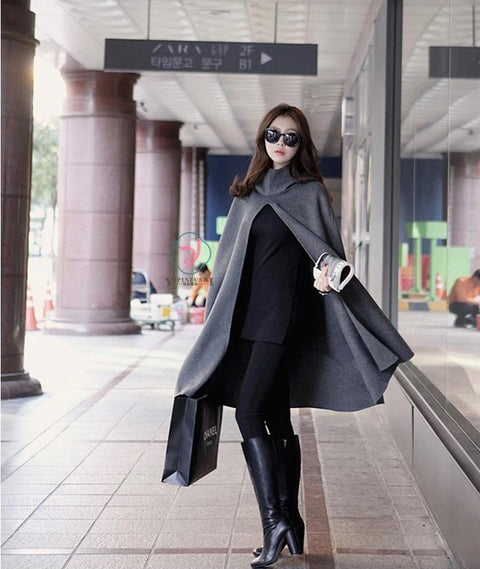 long, loose Hooded wool coat CODE: READY1390