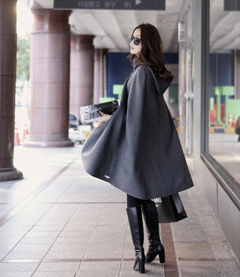 long, loose Hooded wool coat CODE: READY1390
