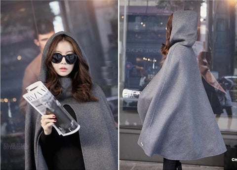long, loose Hooded wool coat CODE: READY1390