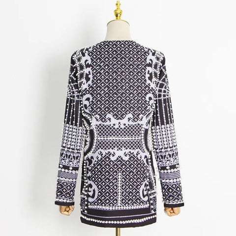 New V-neck Long Sleeve Luxurious Metallic Beaded Jacket CODE: READY1404