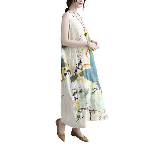 Loose Print Floral Tie Dye Midi Dress CODE: READY1158