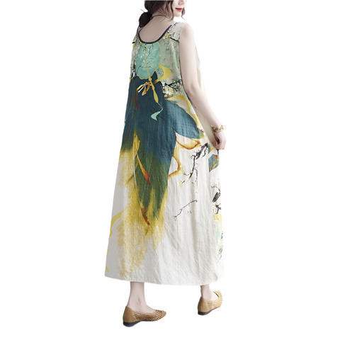 Loose Print Floral Tie Dye Midi Dress CODE: READY1158