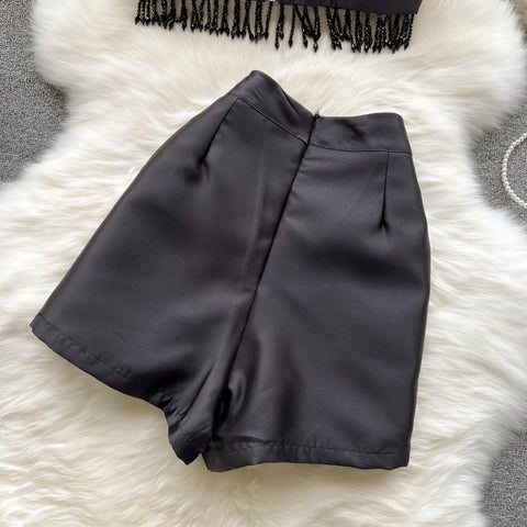 Summer New Printed Lace up Short Tube Top High Waist Short Two-Piece Set CODE: KAR1947