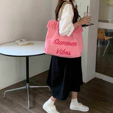 Summer Embroidery Large Capacity Shoulder Bag CODE: KAR1981