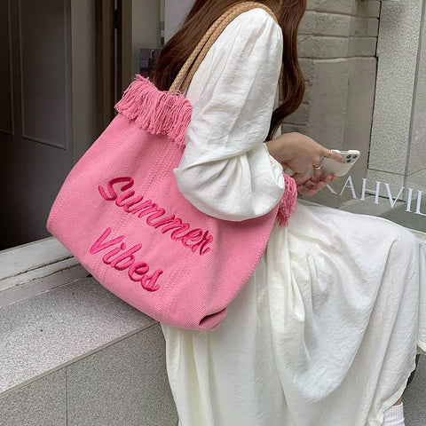 Summer Embroidery Large Capacity Shoulder Bag CODE: KAR1981