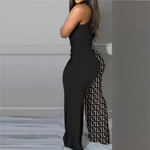 New Sexy Fashion  Long Sleeve Dew Shoulder Printed Jumpsuit CODE: KAR1984