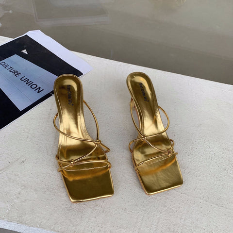Summer Open Toe Fashion Cross Strap Slides Thin High Heel Sandal CODE: KAR1987