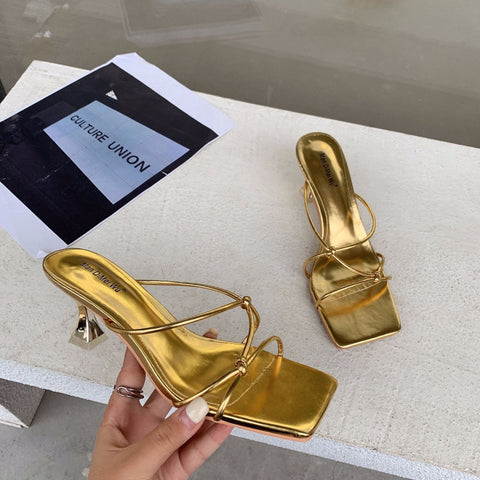 Summer Open Toe Fashion Cross Strap Slides Thin High Heel Sandal CODE: KAR1987