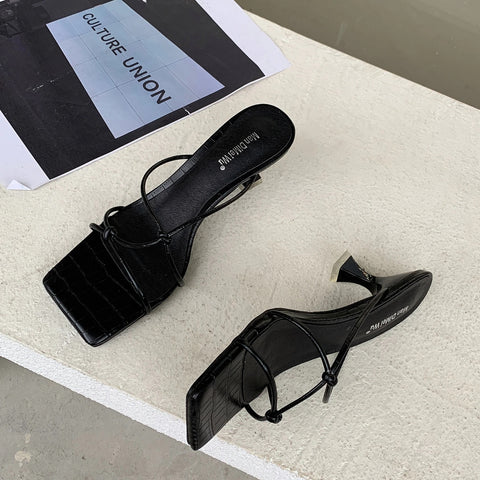 Summer Open Toe Fashion Cross Strap Slides Thin High Heel Sandal CODE: KAR1987
