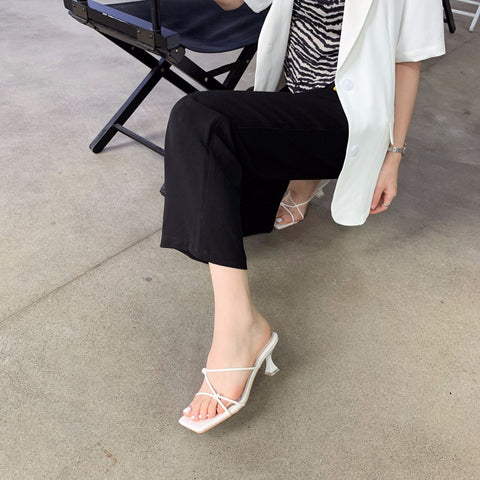 Summer Open Toe Fashion Cross Strap Slides Thin High Heel Sandal CODE: KAR1987