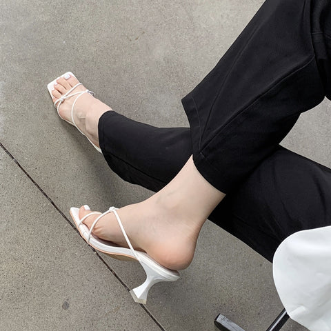 Summer Open Toe Fashion Cross Strap Slides Thin High Heel Sandal CODE: KAR1987