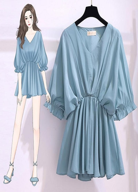 New Fashion V-Neck Summer Short Sleeve Casual Ruffles Spliced Shirring Shirt CODE: KAR2013