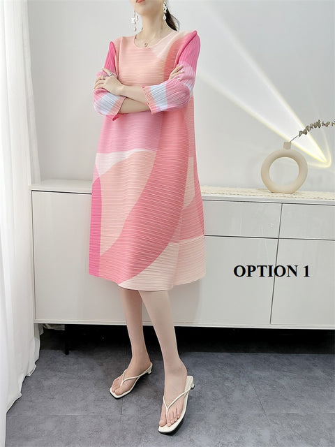 New Digital Printed Mid-Length Loose Casual Pleated Plus Size Dress CODE: KAR2026