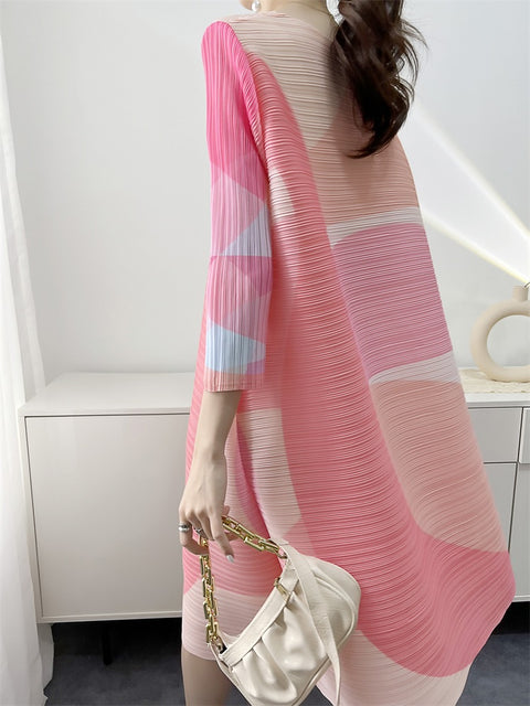New Digital Printed Mid-Length Loose Casual Pleated Plus Size Dress CODE: KAR2026