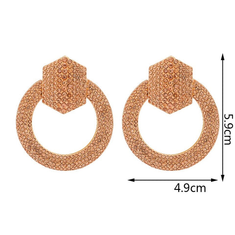 New Trend Round Metal Crystal Unique Dangle Earrings CODE: KAR2028