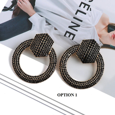 New Trend Round Metal Crystal Unique Dangle Earrings CODE: KAR2028