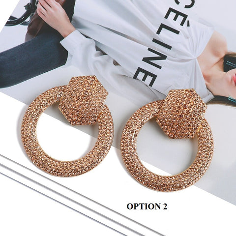 New Trend Round Metal Crystal Unique Dangle Earrings CODE: KAR2028