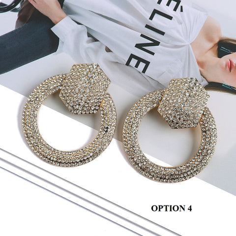 New Trend Round Metal Crystal Unique Dangle Earrings CODE: KAR2028
