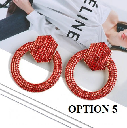 New Trend Round Metal Crystal Unique Dangle Earrings CODE: KAR2028