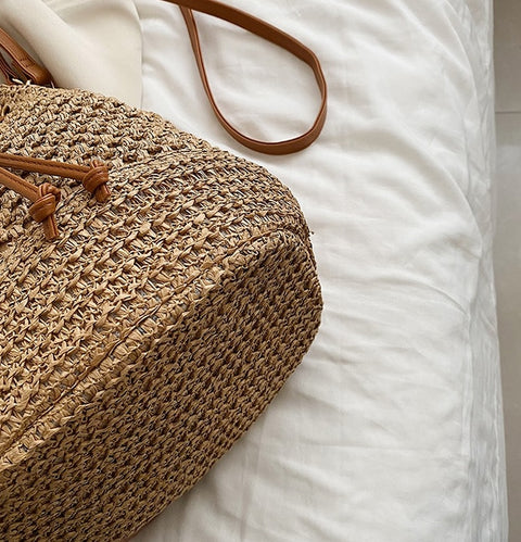 Summer Casual Woven Straw Bucket Bag CODE: KAR2071
