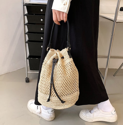 Summer Casual Woven Straw Bucket Bag CODE: KAR2071