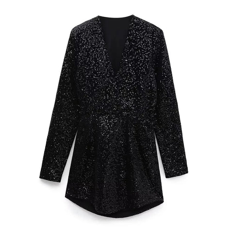 Sequins Fashion Elegant Long Sleeve Mini Dress CODE: KAR2082