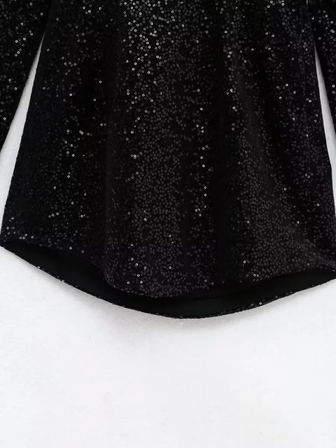 Sequins Fashion Elegant Long Sleeve Mini Dress CODE: KAR2082