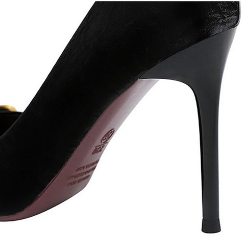 Fashion Big Metal Buckle Shallow Pumps Thin Heels SIZE: 35 CODE: READY1480