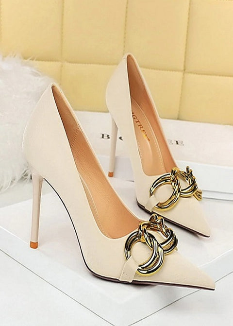 New Fashion Big Metal Buckle Shallow Pumps Thin Heels CODE: KAR2085