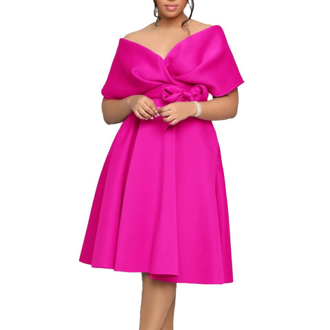 Summer Elegant Short Sleeve V-neck Dress CODE: KAR2124