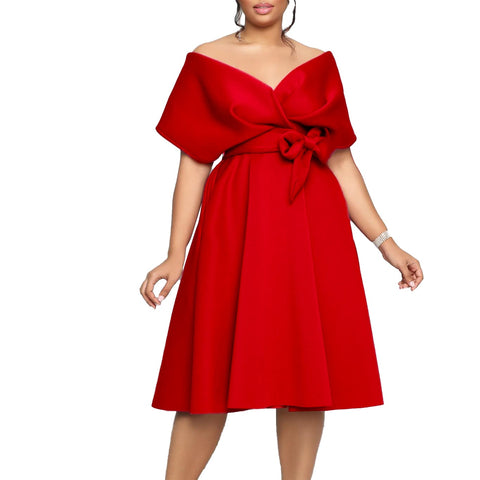 Summer Elegant Short Sleeve V-neck Dress CODE: KAR2124