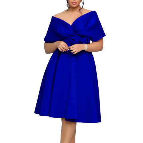 Summer Elegant Short Sleeve V-neck Dress CODE: KAR2124