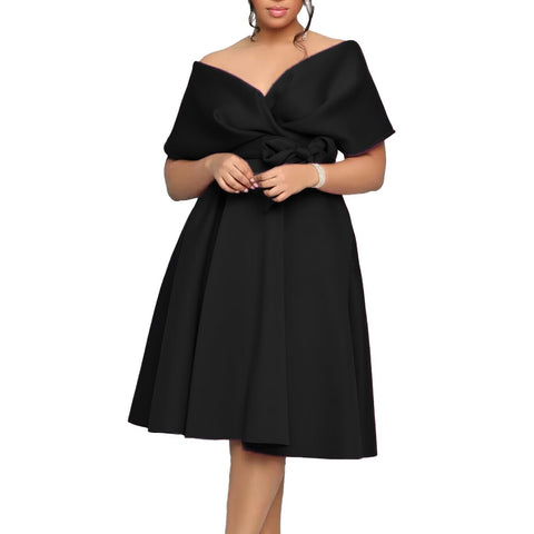 Summer Elegant Short Sleeve V-neck Dress CODE: KAR2124