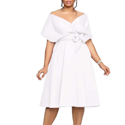 Summer Elegant Short Sleeve V-neck Dress CODE: KAR2124