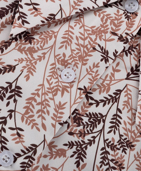 Summer Loose Print Fashion Lapel Short Puff Sleeve Mini Dress CODE: KAR2132