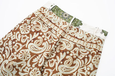 Summer Print Cape Boho Button Up Long Sleeve Patchwork Top + Pant 2 Piece Set CODE: KAR2140