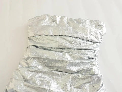 Sexy Backless Off Shoulder Silver Bodycon Corset Mini Dress CODE: KAR2203