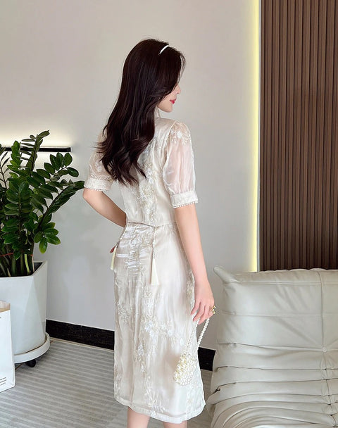 Summer New Elegant Korean Sequin Pendant Top + High Waist Skirt Casual 2-Piece Set CODE: KAR2228