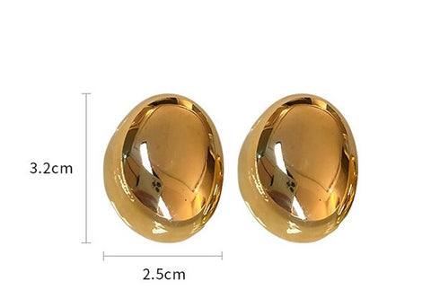New Fashion Electroplated Smooth Geometric Oval Bean Stud Earrings CODE: KAR2240
