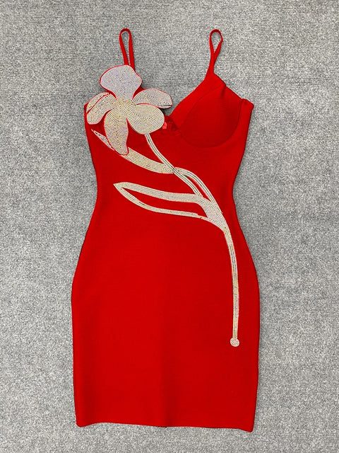 New Spaghetti Strap Bandage Sexy Diamond Bodycon Mini Dress CODE: KAR2257