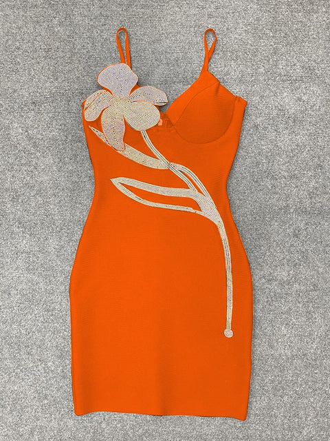 New Spaghetti Strap Bandage Sexy Diamond Bodycon Mini Dress CODE: KAR2257