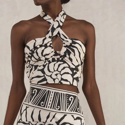 New Cover-up Crop Tank Top And Skirt 2 Piece Set Swimsuit CODE: KAR2260